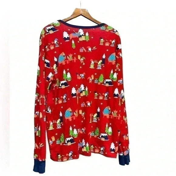 WONDERSHOP Red Gnome Christmas Long Sleeved Cotton Pajama Top Size L - Picture 2 of 4